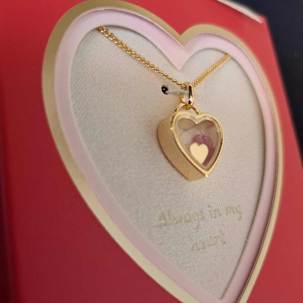 A New Day Heart Shaker Necklace Women 16-19in NEW 14k Gold Dipped 969-200-CB6